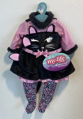 My Life As HALLOWEEN CAT KITTY COSTUME FOR 18" DOLLS BLACK/PINK WITH EARS & TAIL - Image 1 of 4