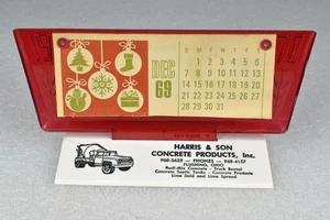 Vintage 1970 Kunststoff Werbung Schreibtisch Kalender Harris Beton Spülung Ohio - Bild 1 von 10