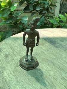 Vintage Old Brass Hand Carved Hindu God Parshuram Sculpture - Picture 1 of 13