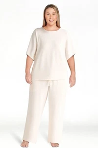 Joyspun Damen French Terry Kurzarm Oberteil und Caprihose Pyjama Set, 2-teilig - Bild 1 von 4