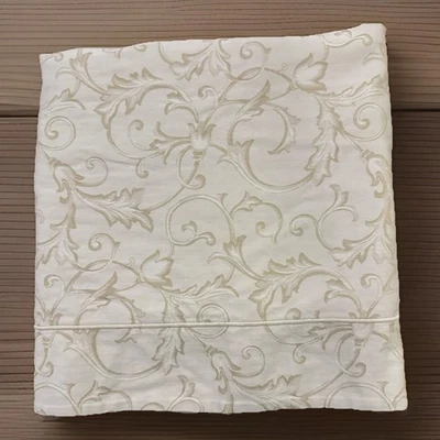 YVES DELORME Palais Royal King SHAM Pillow Leaf Scroll Beige Damask Italy - Image 1 of 4