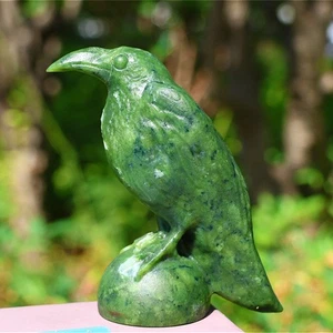 Figura de cuervo de jade verde natural de 4,1"" tallada a mano decoración sanar regalo de Halloween 1 pieza - Imagen 1 de 16