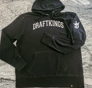 47 BRAND DRAFTKINGS HOODIE MENS XL BLACK WHITE HEAVYWEIGHT LOGO SPORTS - Picture 1 of 9