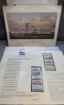 UNITED STATES POST OFFICE COMMEMORATIVE STAMPS AND PRINTS COLUMBIA BOAT 1989 - Image 1 of 4