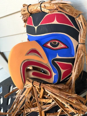 Máscara de águila arte nativo de la costa noroeste talla Foto 1 de 4