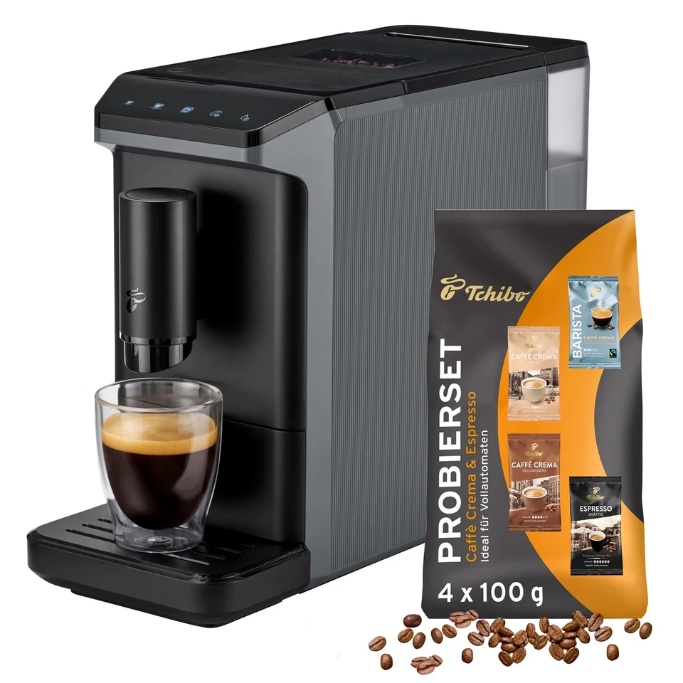 Tchibo Kaffeevollautomat Esperto mini, Grau - Kaffeeprobierset GRATIS - Bild 1 von 4