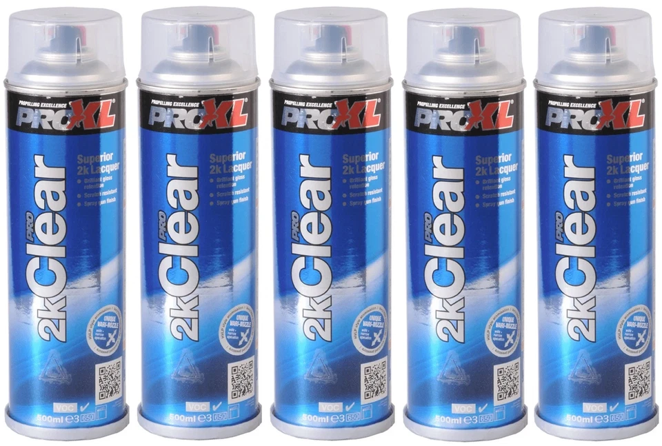 5x Proxl  Pro 2K Clear Gloss Lacquer Superior Quality Aerosol Spray 500ml - Image 1 of 1