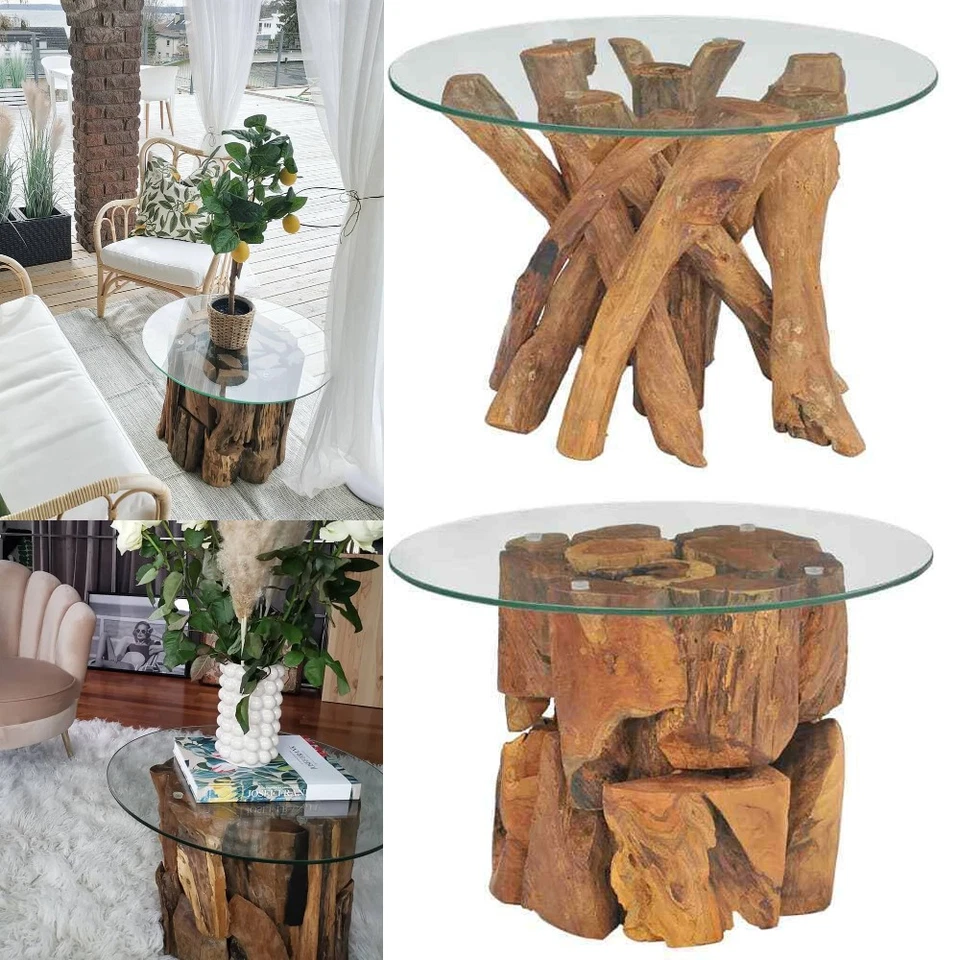 Massivholz Couchtisch 60 cm Beistelltisch Kaffeetisch Treibholz Wohnzimmertisch - Bild 1 von 1