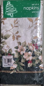 4er Set Bett Bath and Beyond Servietten Splendor Joyous Holiday Weihnachten grün - Bild 1 von 7