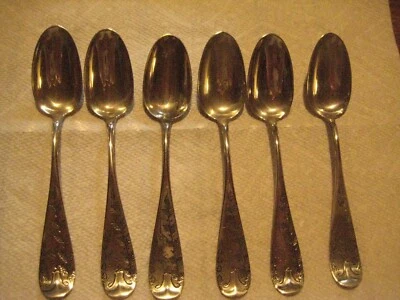 A S MARSHALL STERLING LOT OF 6 TEASPOONS MONOGRAMMED S  1800S - Image 1 of 4