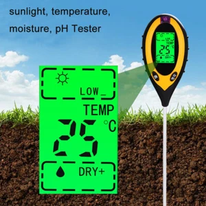 4 IN 1 Digital PH Meter Soil Tester Sunlight Moisture Temperature Measuring Kit - Picture 1 of 6