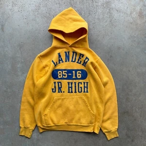 Vtg 80's Lander Jr. High School Hoodie Sweatshirt Yellow Size: Medium USA Made - Picture 1 of 8