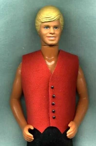 KEN DOLL FORMAL SUIT VEST RED SUEDE LEATHER W/ BLACK BUTTONS - Picture 1 of 1