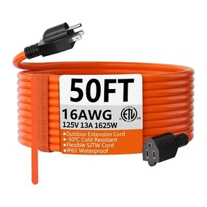 Cable de extensión 50 pies calibre 16 interior exterior impermeable flexible frío - Imagen 1 de 6