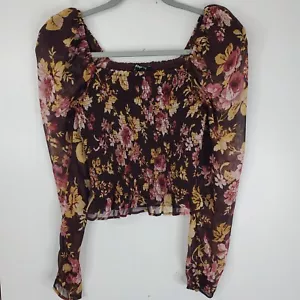 Blusa Express Hombro Abullonado Mangas Transparentes Calada Oscura Cottagecore Para Mujer XS - Imagen 1 de 10