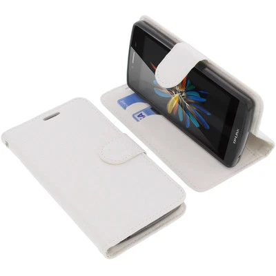 Tasche für TP-Link Neffos C5L Book-Style Schutz Hülle Handytasche Buch Weiß - Bild 1 von 4