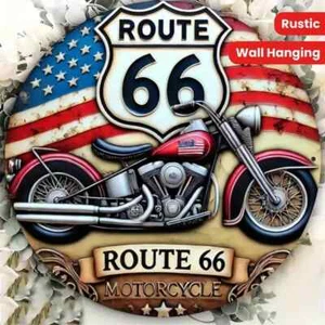 ROUTE 66 ALUMINUM Sign Rustic Metal Sign RETRO Garage Man Cave GAS DINER OIL - Imagen 1 de 2