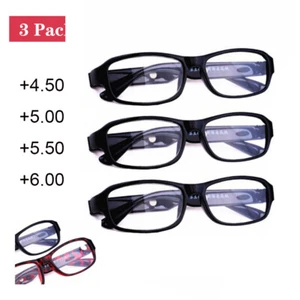 3x Gafas de Lectura +4.50 5.00 5.50 6.00 Negro Rojo Plástico Anteojos Lector - Imagen 1 de 14