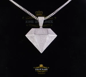 Diamond Cut Shape White Pendant 0.33ct Genuine Diamond Stones Sterling Silver - Picture 1 of 11