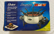 OSTER 3 QUART ELECTRIC FONDUE POT NON-STICK STAINLESS FPSTFN7700 & FORKS NEW