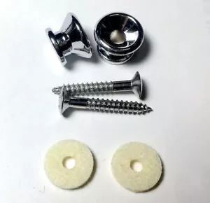 2 High Quality Vintage Style Strap Button Chrome for Guitar Bass - Picture 1 of 1