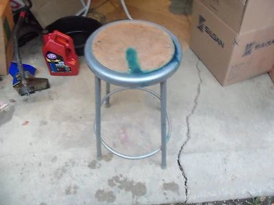 Vintage  Metal Stool Shop Steampunk Industrial Bar Mechanic Drafting - Image 1 of 4