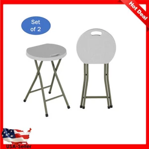 Foldable Stool Features High-density Plastic Seats W/ Built-in Handles Set of 2 - Picture 1 of 5