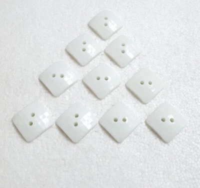 Square White Button 22mm 2 Hole Multi Faceted Light Shimmery Coat Jacket Sewing - Image 1 of 4