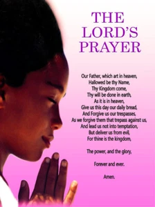 The Lord's Prayer Poster Girls Children Christian Prayer God African American - Picture 1 of 2