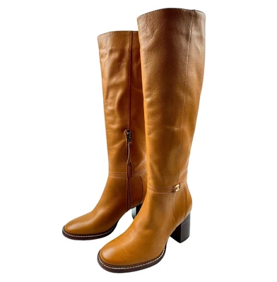 Sam Edelman Women's Elsy Leather Tall Riding Boots 6.5 Cognac Brown Block Heel - Image 1 of 4