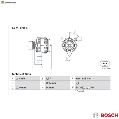 GENERATOR 0 986 080 370 FÜR VAUXHALL ZAFIRA/Mk/II VECTRA ASTRAVAN SIGNUM  OPEL - Image 1 of 4