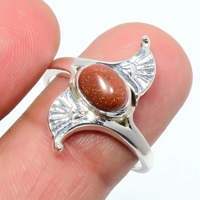 Ювелирные изделия израильское кольцо с золотым солнечным камнем и серебряным покрытием s.8.5 T2796 - Изображение 1 из 3