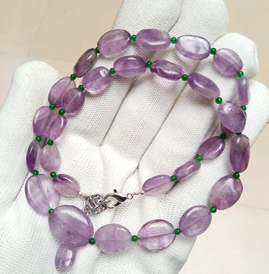 Collar de cuentas de amatista natural: joyería hecha a mano de piedras preciosas púrpuras Foto 1 de 4