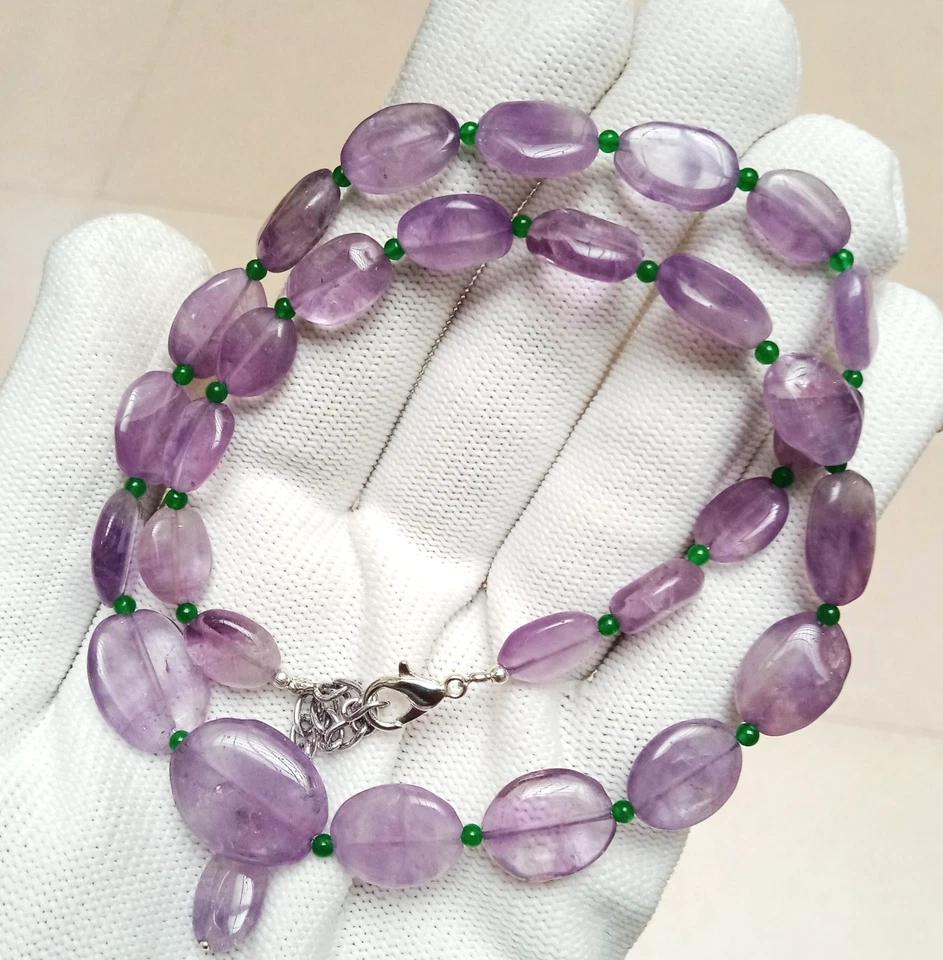 Collar de cuentas de amatista natural: joyería hecha a mano de piedras preciosas púrpuras Foto 1 de 4