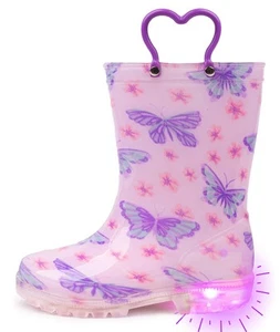 Toddler Girls Rain Boots Little Kids Baby child Light Up Waterproof Rubber Sh... - Picture 1 of 6