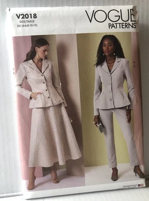 Vogue 2018 Jacket Skirt Pants Suit Designer Style Sewing Pattern Misses Size4-12 - Image 1 of 2