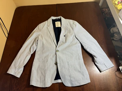 2023 ABERCROMBIE & FITCH Blue Stripe Seersucker Sport Coat Suit Blazer XL Cotton - Image 1 of 4
