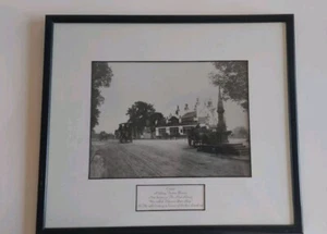 Historic London Framed Photograph Print B&W Railway Tavern Barnes C. 1904 Vtg - Picture 1 of 13