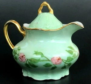 Antiguo C.T. Tetera crema floral Carl Tielsch rosa alemana floral 1875-1900 - Imagen 1 de 12
