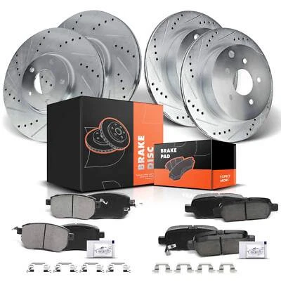 Rotores de freno delanteros y traseros perforados y pastillas de freno de cerámica para Infiniti FX45 Nissan Foto 1 de 4