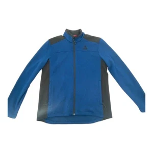 Gerry Blue Fleece Knit Full Zip Athletic Jacket Spandex Side Panels Mens Large - Picture 1 of 12