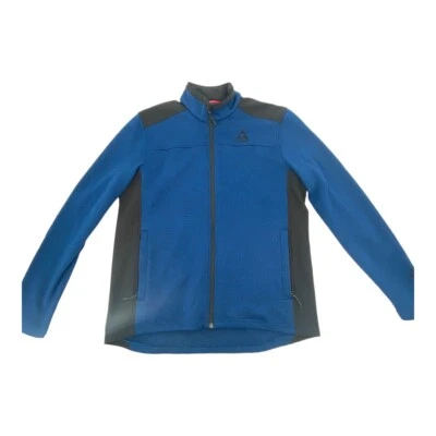 Gerry Blue Fleece Knit Full Zip Athletic Jacket Spandex Side Panels Mens Large - Image 1 of 4