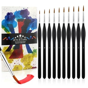 Premium Fine Detail Artist Paint Brushes Set of 10 for Acrylic Watercolour - Picture 1 of 7