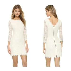 Pre-owned Women's Diane Von Furstenberg | Zarita Lace Dress Ivory Sz 8 MSRP $428 - Picture 1 of 7