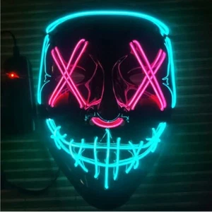 Halloween Mask Mixed Color Led Mask Party Masque Masquerade Masks Neon led - Picture 1 of 6
