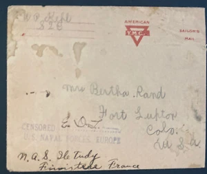 1940 US NAVAL Forces In Europe Sailors Mail Cover To Fort Lipton CO Usa - Picture 1 of 2