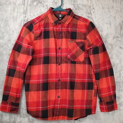 Camisa social xadrez vermelha Volcom Youth Boys, tamanho M 12 juvenil - Imagem 1 de 4