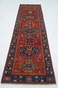 3 x 10 ft Red Oriental Afghan Hand knotted Traditional Runner Rug - Picture 1 of 18