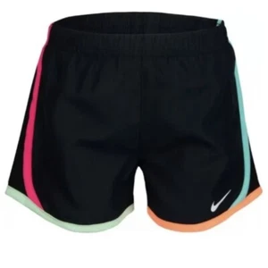 Nike Tempo Shorts Girls Black Neon Athletic Gym Dri Fit Size 6 - Picture 1 of 6