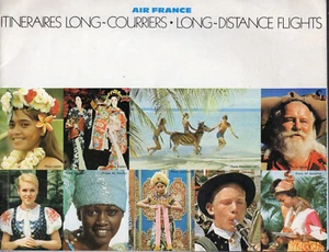 AIR FRANCE AIRLINES LUFTFAHRTROUTENKARTE 4/1976 LANGSTRECKENFLÜGE - Bild 1 von 2
